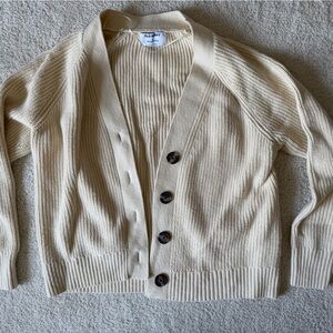 Old Navy Beige Ribbed Cardigan with Dark Buttons size M